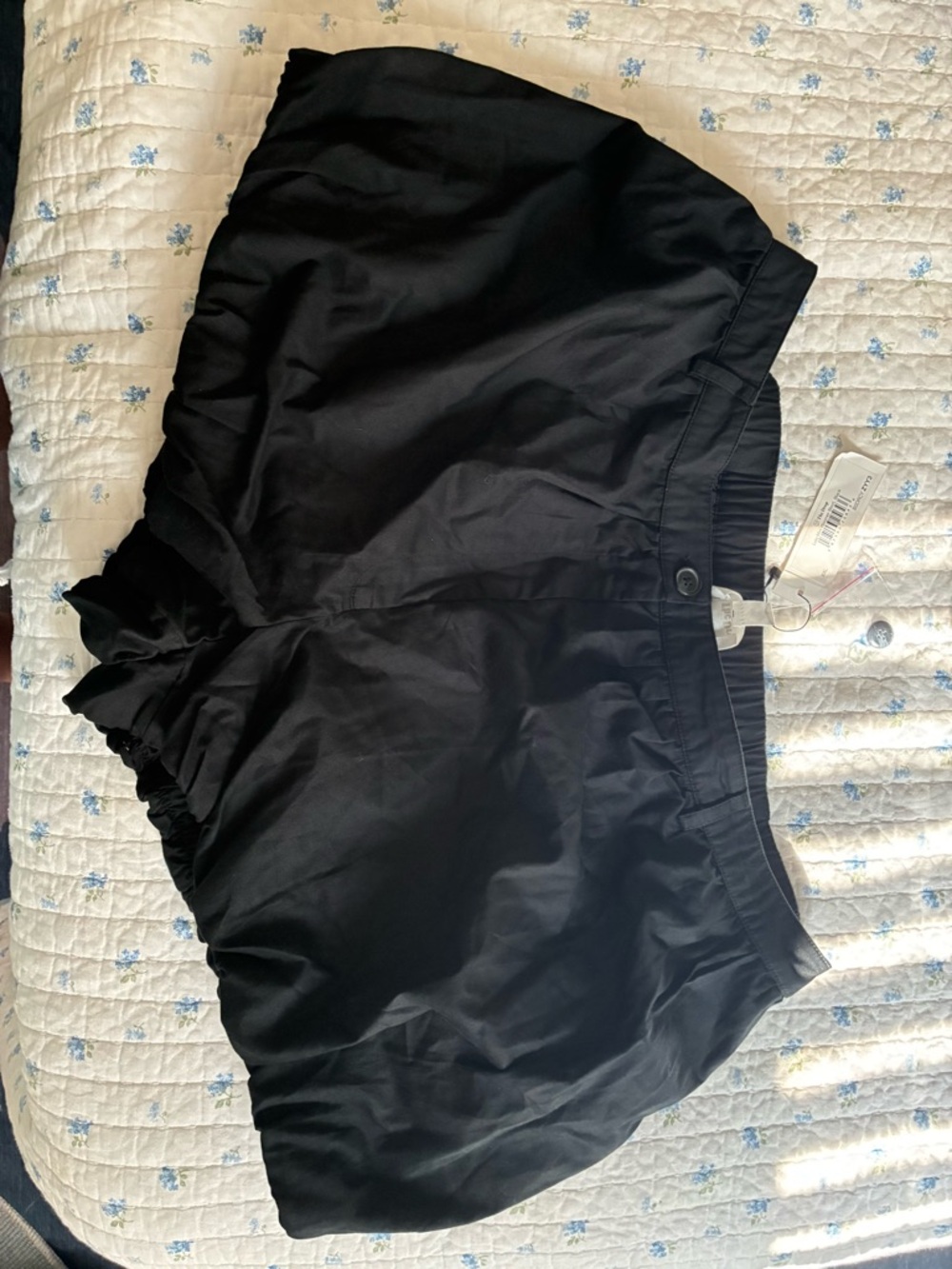 Women's Black Elastic-Waist Shorts
